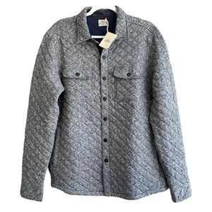 Faherty Mens Medium Quilted Fleece CPO Shirt Jacket Gray Carbon Melange NWT